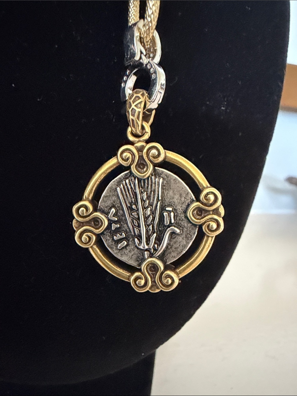 Gold-Tone Chain Necklace with Medallion Coin Pendant - Picture 4 of 7